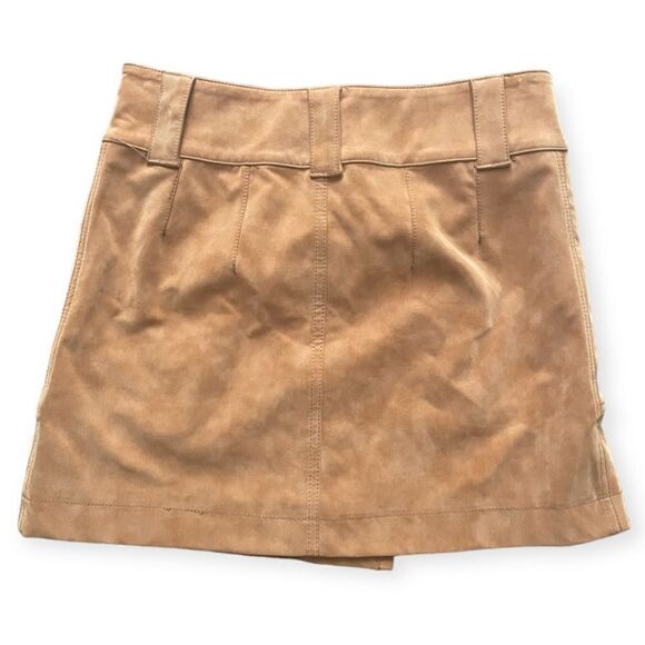 Free People Women's Mini Wrap Skirt Asymmetric Zippered Pockets Brown Size 2 - Picture 4 of 7
